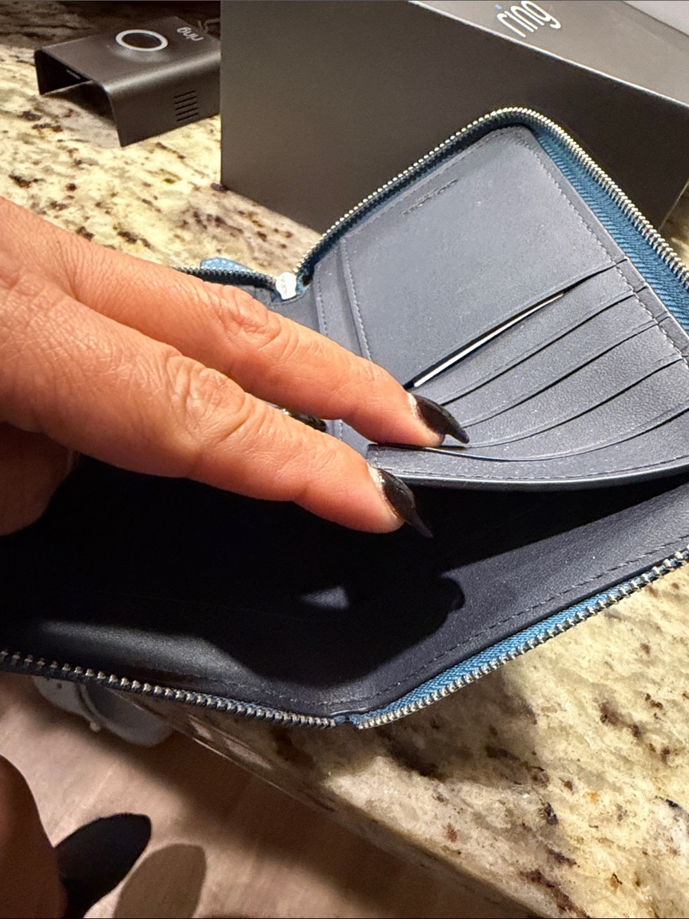 Coach Zip-Around Leather Wallet in Light Blue - Picture 8 of 11